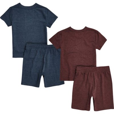 Mini boys blue and red shorts pyjamas pack